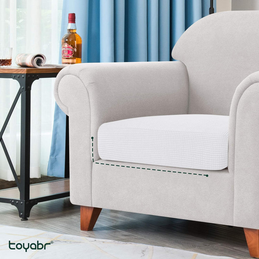 Stretch Seat Slipcover for Armchair - White - liquidation.store