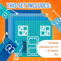 Thumbnail for Strictly Briks 15cmx15cm Baseplate Tower Bundle with 30 Stackers - Blue - liquidation.store