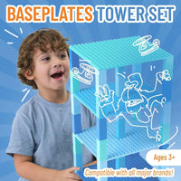 Thumbnail for Strictly Briks 15cmx15cm Baseplate Tower Bundle with 30 Stackers - Blue - liquidation.store