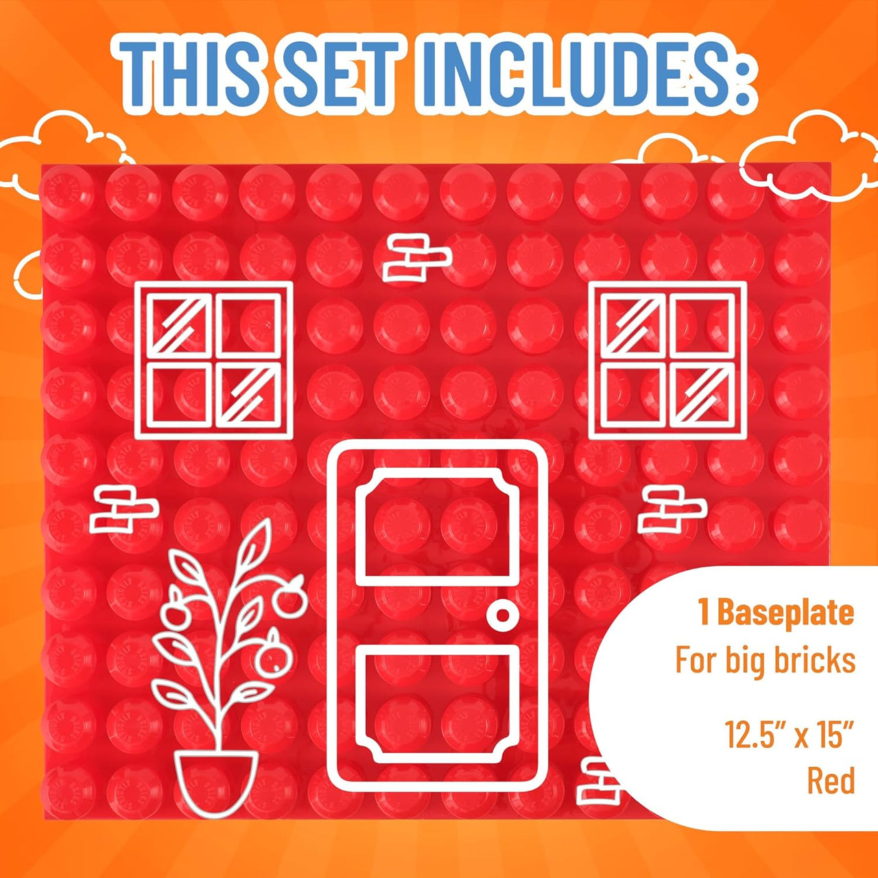 Strictly Briks Beginner Briks Baseplate 12.5"x15" - Red - liquidation.store