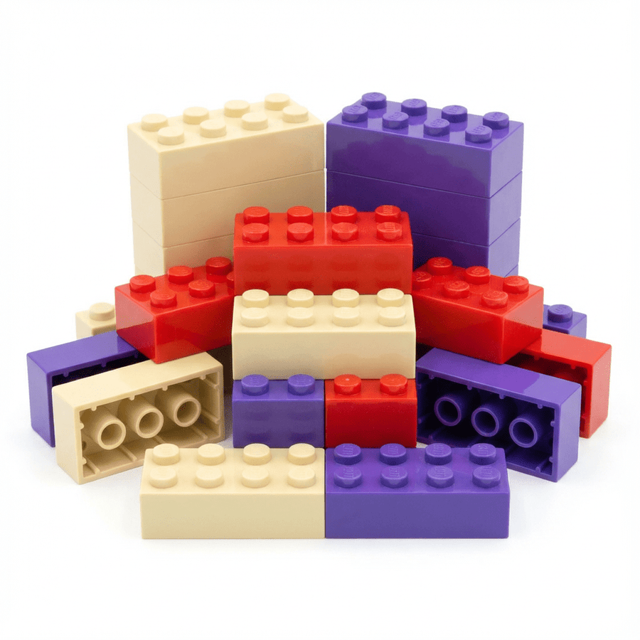 Strictly Briks Classic 2x4in Brick Bundle – 288 Pieces (Sand, Purple & Red) - liquidation.store