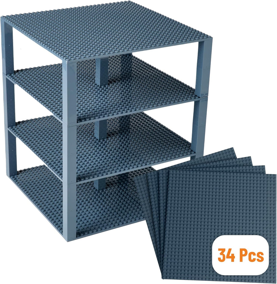 Strictly Briks Stackable Base Plate Bundle - 30 5cmx5cm Stackers (Grey) - liquidation.store