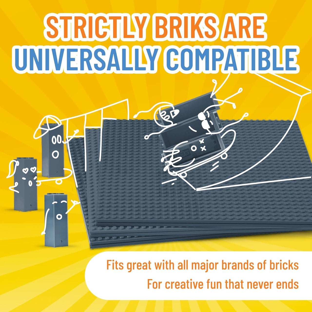Strictly Briks Stackable Base Plate Bundle - 30 5cmx5cm Stackers (Grey) - liquidation.store