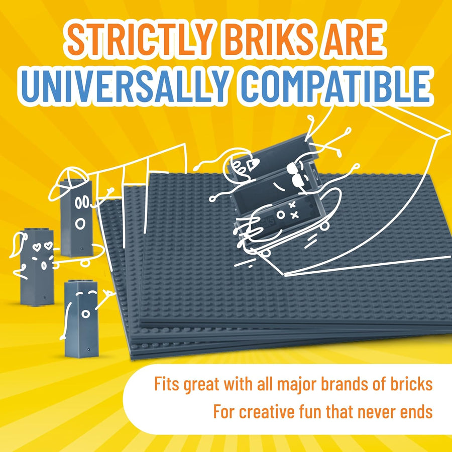 Strictly Briks Stackable Base Plate Bundle - 30 5cmx5cm Stackers (Grey) - liquidation.store