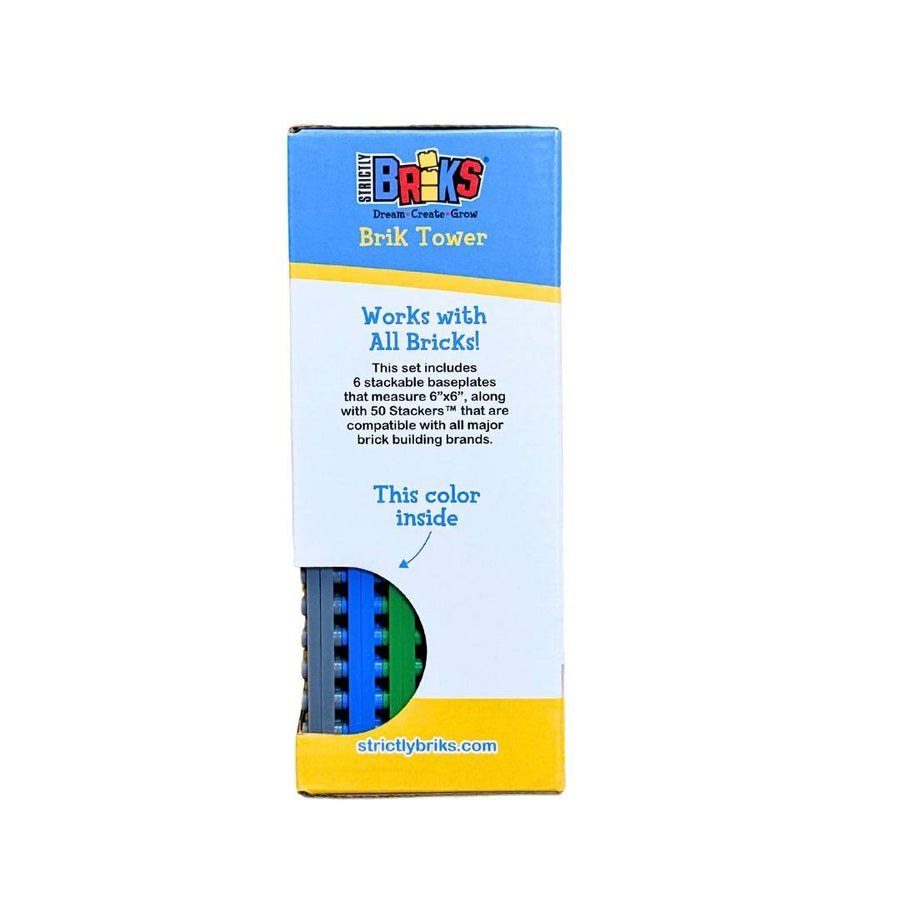 Strictly Briks Stackable Baseplates - 6 Base Plates & 50 Stackers, 15x15cm - liquidation.store