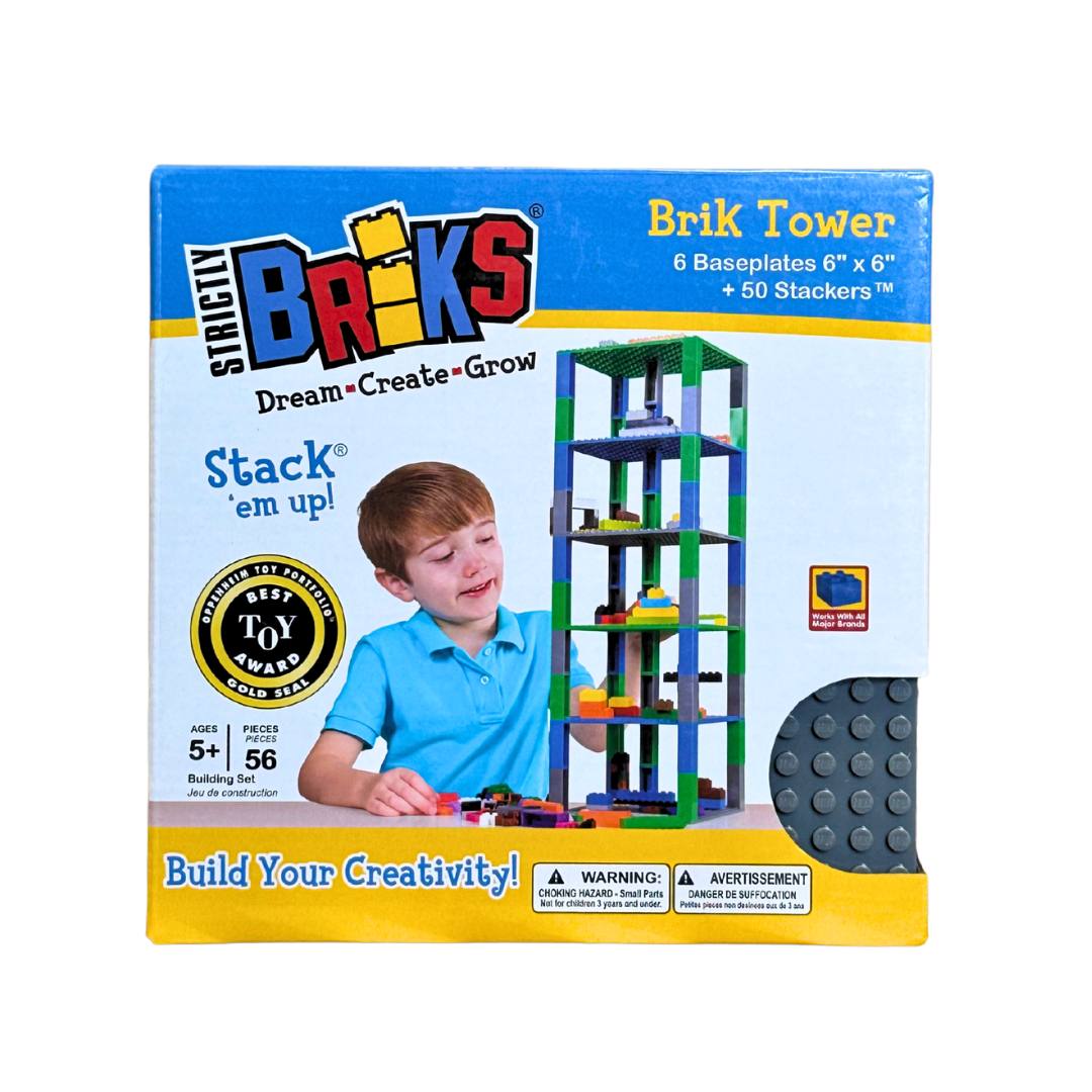 Strictly Briks Stackable Baseplates - 6 Base Plates & 50 Stackers, 15x15cm - liquidation.store