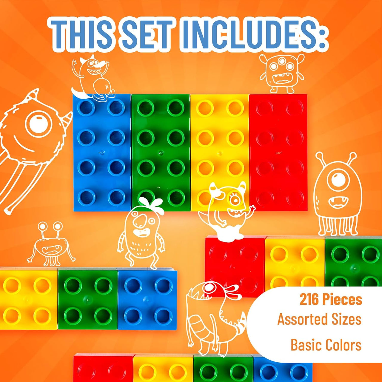 Strictly Briks Toy Building Block, Blue, Green, Red & Yellow - 216 Pieces - liquidation.store