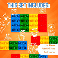 Thumbnail for Strictly Briks Toy Building Block, Blue, Green, Red & Yellow - 216 Pieces - liquidation.store