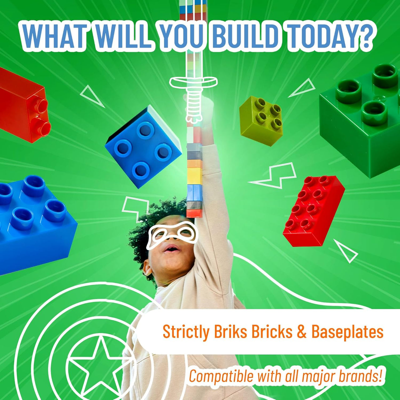 Strictly Briks Toy Building Block, Blue, Green, Red & Yellow - 216 Pieces - liquidation.store