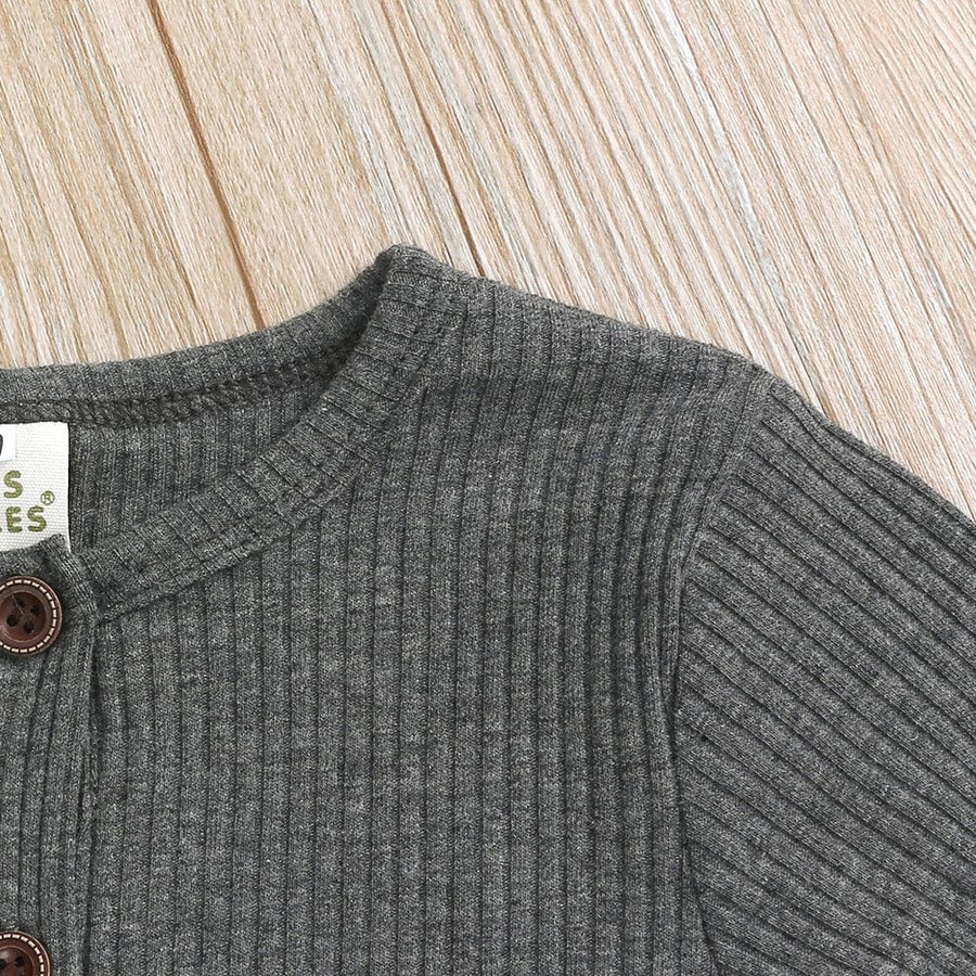 Style My Kid Charcoal Henley - Style Baby Sleepsuit (Various Sizes) - liquidation.store