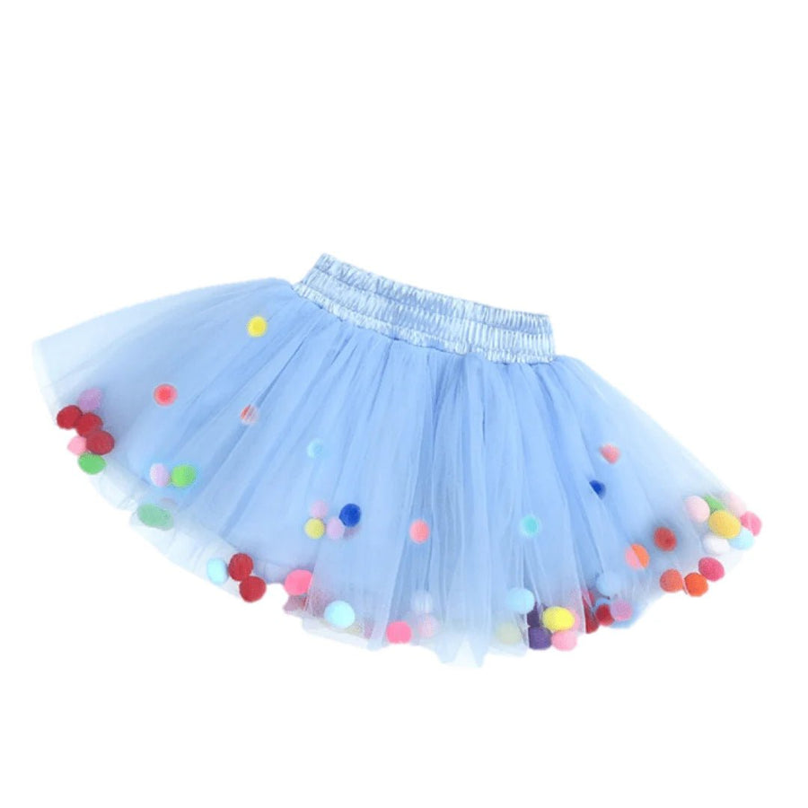 Style My Kid Girls BLUE Tulle Pom Pom Tutu Skirt (Various Sizes) - liquidation.store