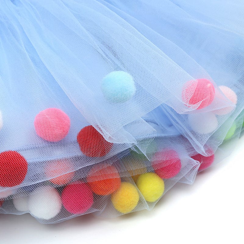 Style My Kid Girls BLUE Tulle Pom Pom Tutu Skirt (Various Sizes) - liquidation.store