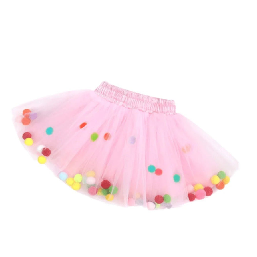 Style My Kid Girls PINK Tulle Pom Pom Tutu Skirt (Various Sizes) - liquidation.store