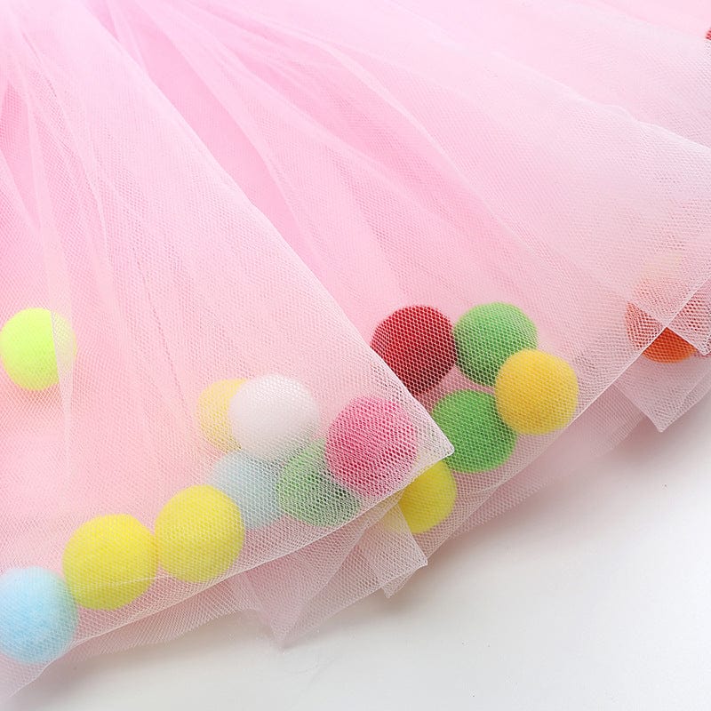 Style My Kid Girls PINK Tulle Pom Pom Tutu Skirt (Various Sizes) - liquidation.store