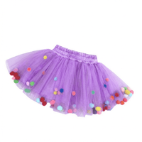Style My Kid Girls PURPLE Tulle Pom Pom Tutu Skirt (Various Sizes) - liquidation.store
