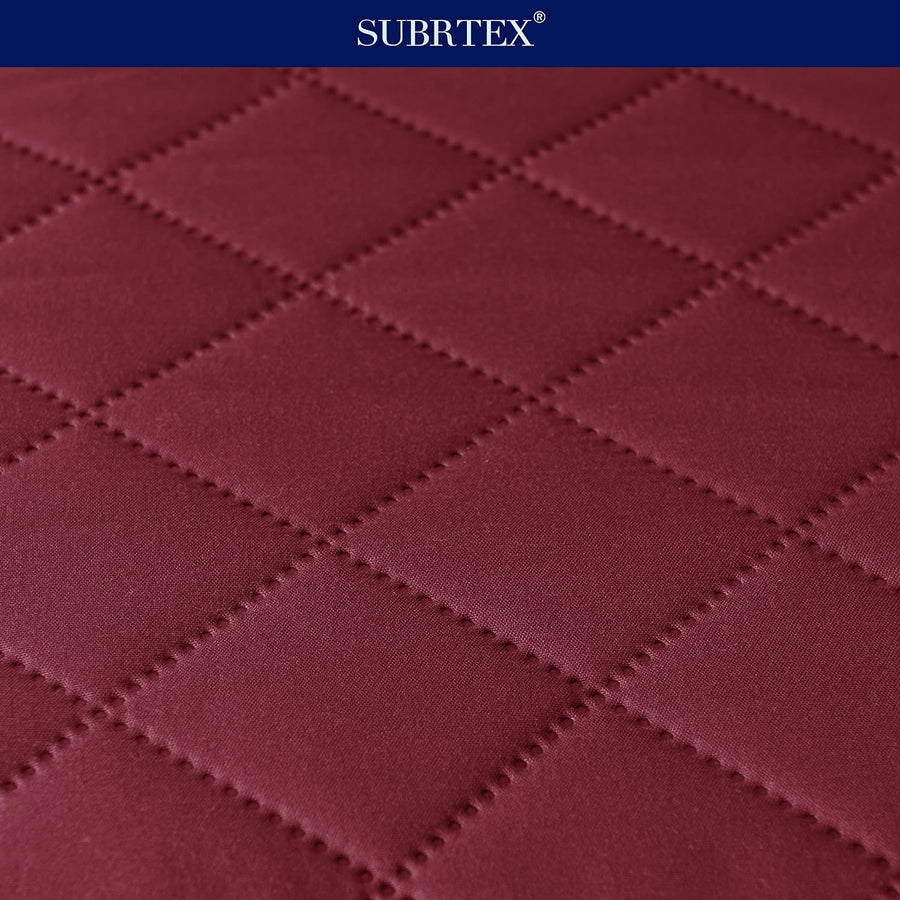 Subrtex Quilted Sofa Cover Reversible Sofa Protector 1,2,3 Seater - (Wine) - liquidation.store
