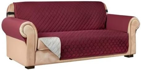 Subrtex Quilted Sofa Cover Reversible Sofa Protector 1,2,3 Seater - (Wine) - liquidation.store