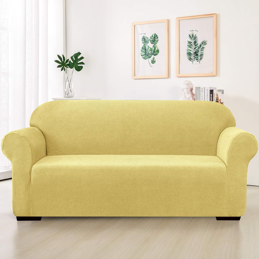 SUBRTEX Thickened Stretch Sofa Cover 1 Piece Cover - Light Yellow - liquidation.store