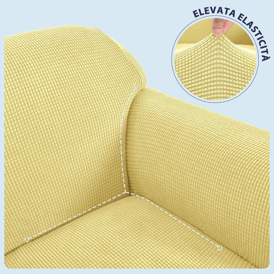 SUBRTEX Thickened Stretch Sofa Cover 1 Piece Cover - Light Yellow - liquidation.store