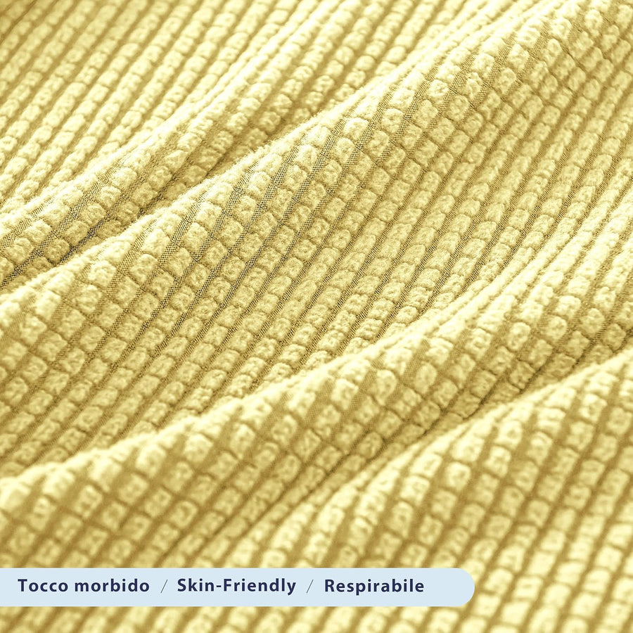 SUBRTEX Thickened Stretch Sofa Cover 1 Piece Cover - Light Yellow - liquidation.store