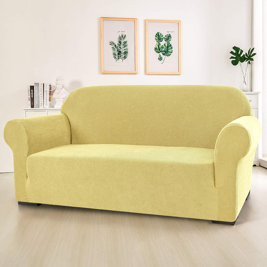 SUBRTEX Thickened Stretch Sofa Cover 1 Piece Cover - Light Yellow - liquidation.store