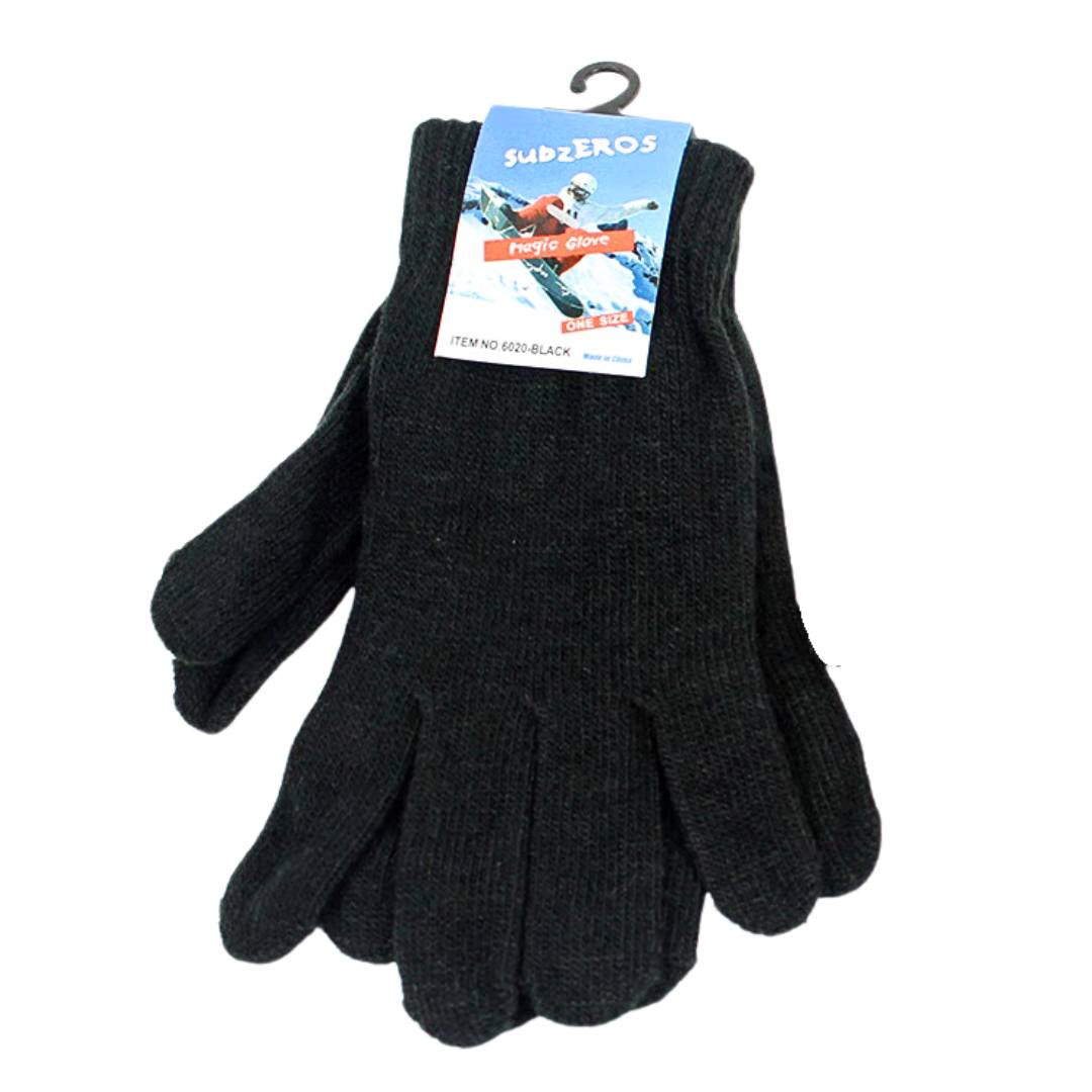 SUBZEROS Magic Gloves 100% Acrylic - Full Size/Adult (Black) - liquidation.store