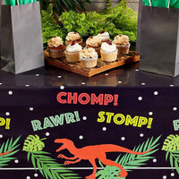 Thumbnail for T - Rex Plastic Tablecloth for Dinosaur Birthday Party (Black 54x108in - 3 Pack) - liquidation.store