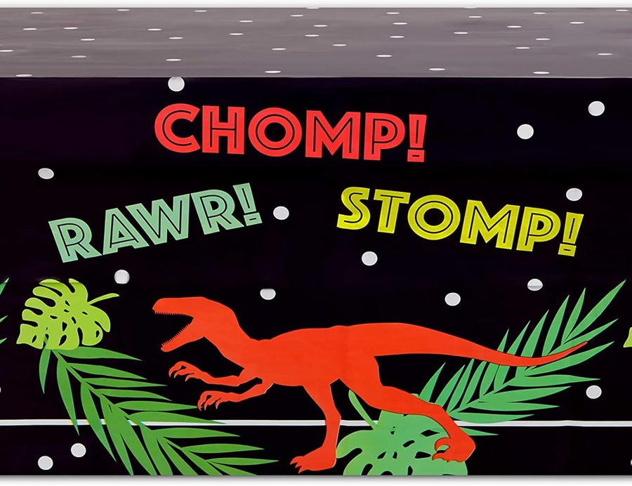 T - Rex Plastic Tablecloth for Dinosaur Birthday Party (Black 54x108in - 3 Pack) - liquidation.store