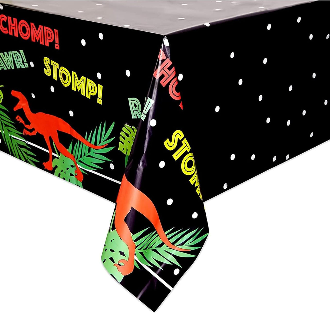T - Rex Plastic Tablecloth for Dinosaur Birthday Party (Black 54x108in - 3 Pack) - liquidation.store