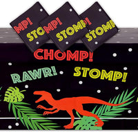 Thumbnail for T - Rex Plastic Tablecloth for Dinosaur Birthday Party (Black 54x108in - 3 Pack) - liquidation.store