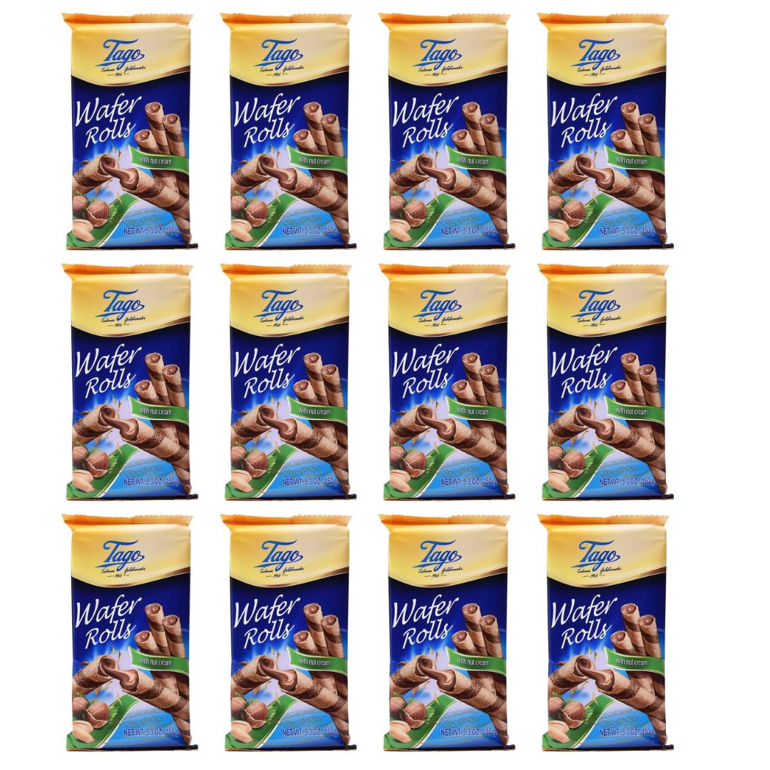 Tago Crispy Wafer Rolls With Nut Cream - 150g X 12 - liquidation.store