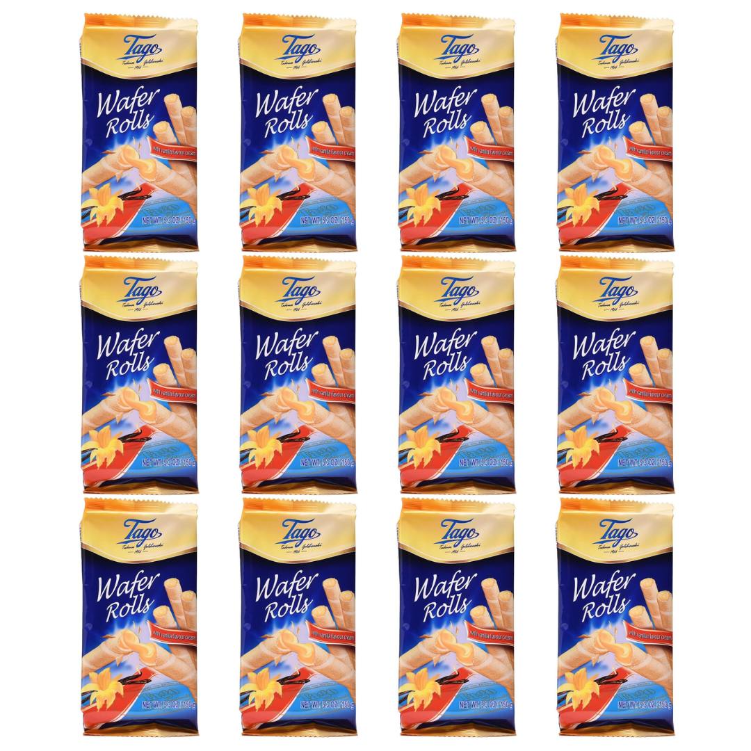 Tago Wafer Rolls with Vanilla Cream - 150g X 12 Packets - liquidation.store