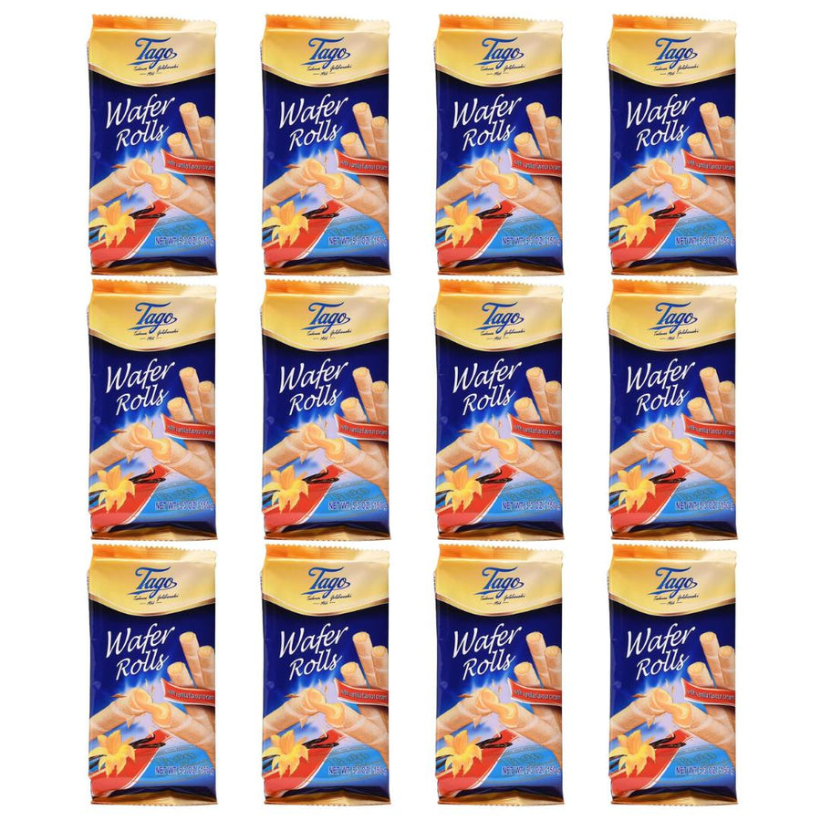 Tago Wafer Rolls with Vanilla Cream - 150g X 12 Packets - liquidation.store