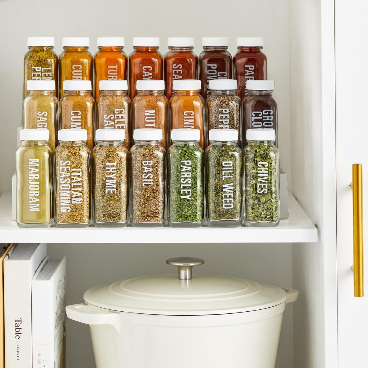 Talented Kitchen 134 Spice Jar Labels: White All Caps - liquidation.store