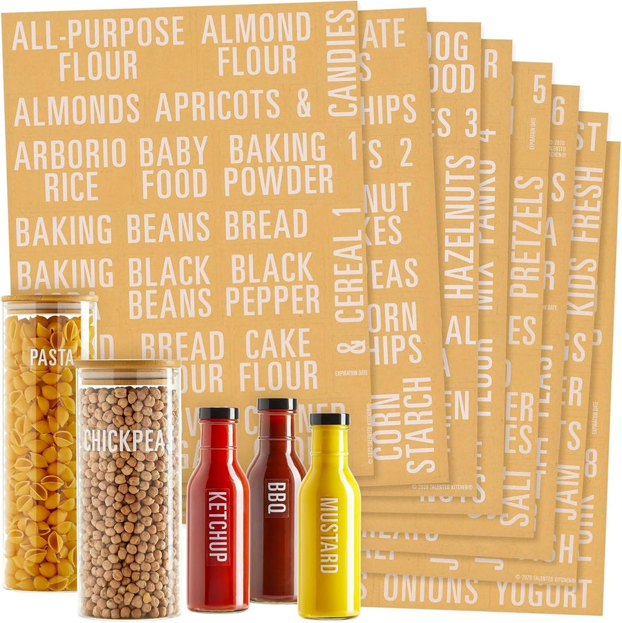 Talented Kitchen 224 Pantry Labels Bold White Pantry & Fridge Labels Set - liquidation.store