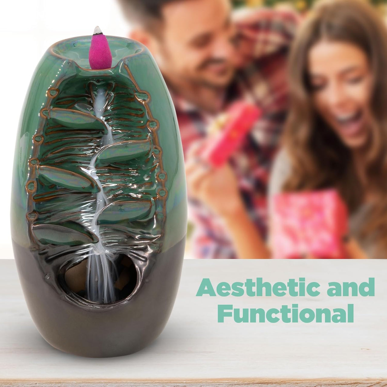 Tanness Backflow Burner - Incense Ceramic Waterfall Holder with 10 Cones - liquidation.store