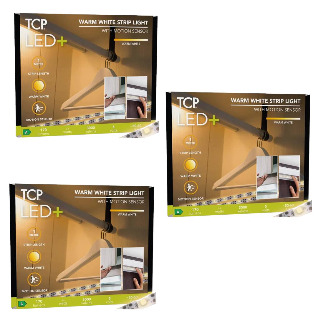 TCP LED Plus Strip Light - Warm White - 3 Pack - liquidation.store