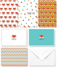 Thank You Cards with Envelopes - Fox Designs (4x6in, 48 Pack) - liquidation.store