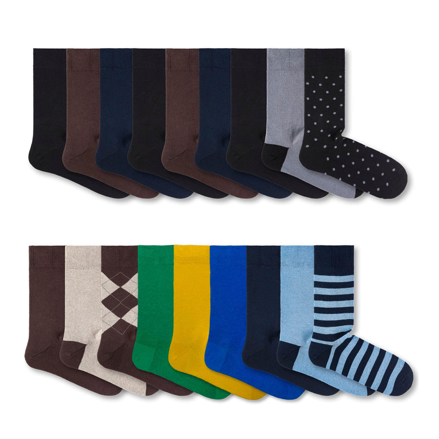 The Essential Cotton Sock Collection Various Colours - 18 pairs - liquidation.store