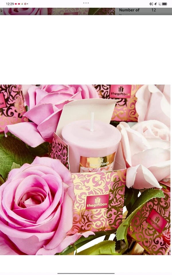 The Gift Box Luxury Candle and Artificial Flower Bouquet - liquidation.store