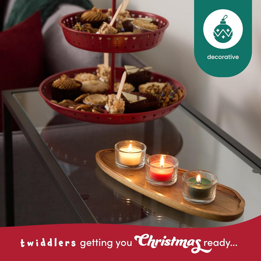THE TWIDDLERS - 12 Christmas Tealights Candle - 4 Red, 4 Dark Green, 4 White - 4 - 6 Hours Burn - liquidation.store