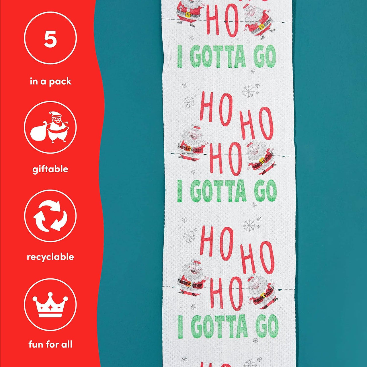 THE TWIDDLERS 5 Christmas Santa Toilet Rolls - 3 - Ply Soft - liquidation.store