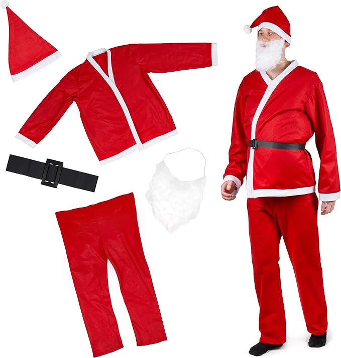 THE TWIDDLERS 5 Piece Christmas Santa Costume - One Size - liquidation.store
