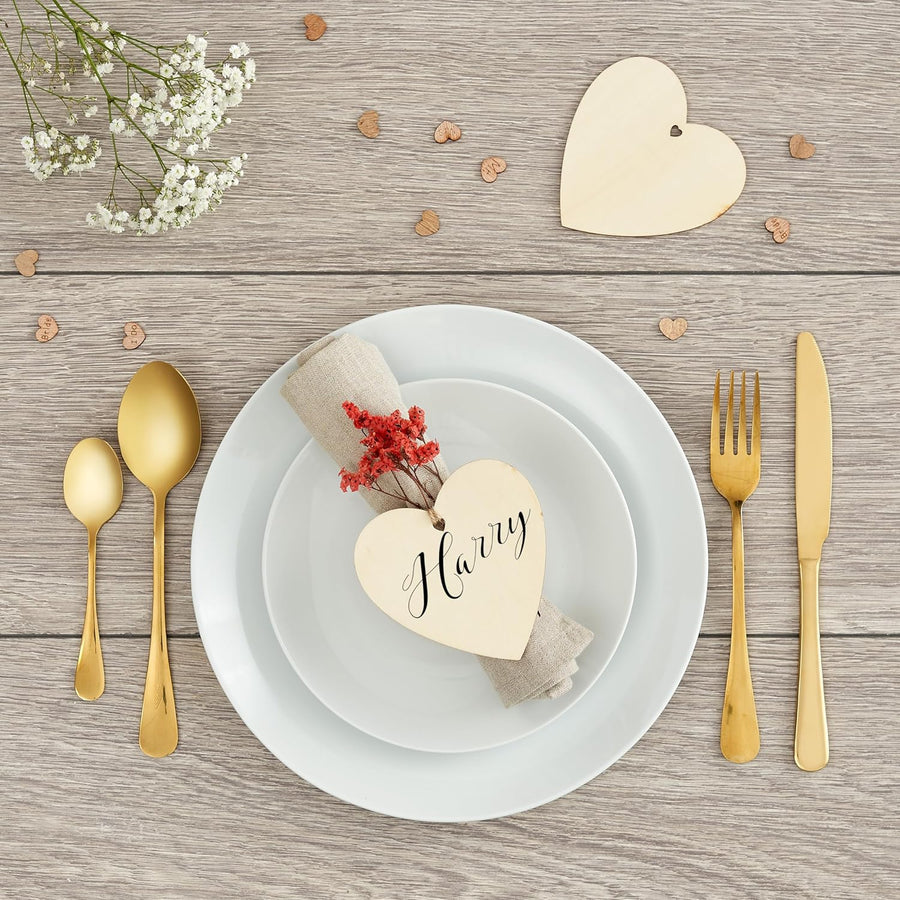 THE TWIDDLERS - 50 Blank Wooden Hearts for Crafting with String 10cm - liquidation.store