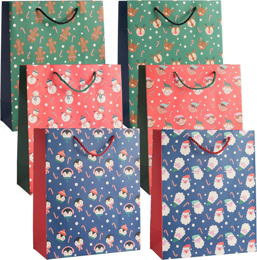 THE TWIDDLERS - 6 Christmas Gift Bags, Assorted Designs (32cm) - liquidation.store