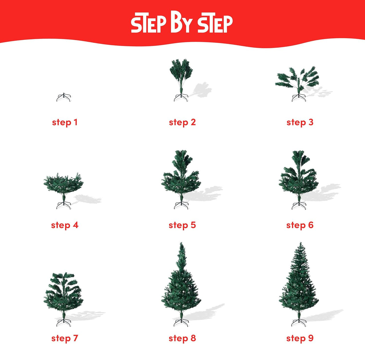 THE TWIDDLERS - 6ft / 1.8m Green Christmas Tree - Strong Metal Stand, 600 Tips - liquidation.store