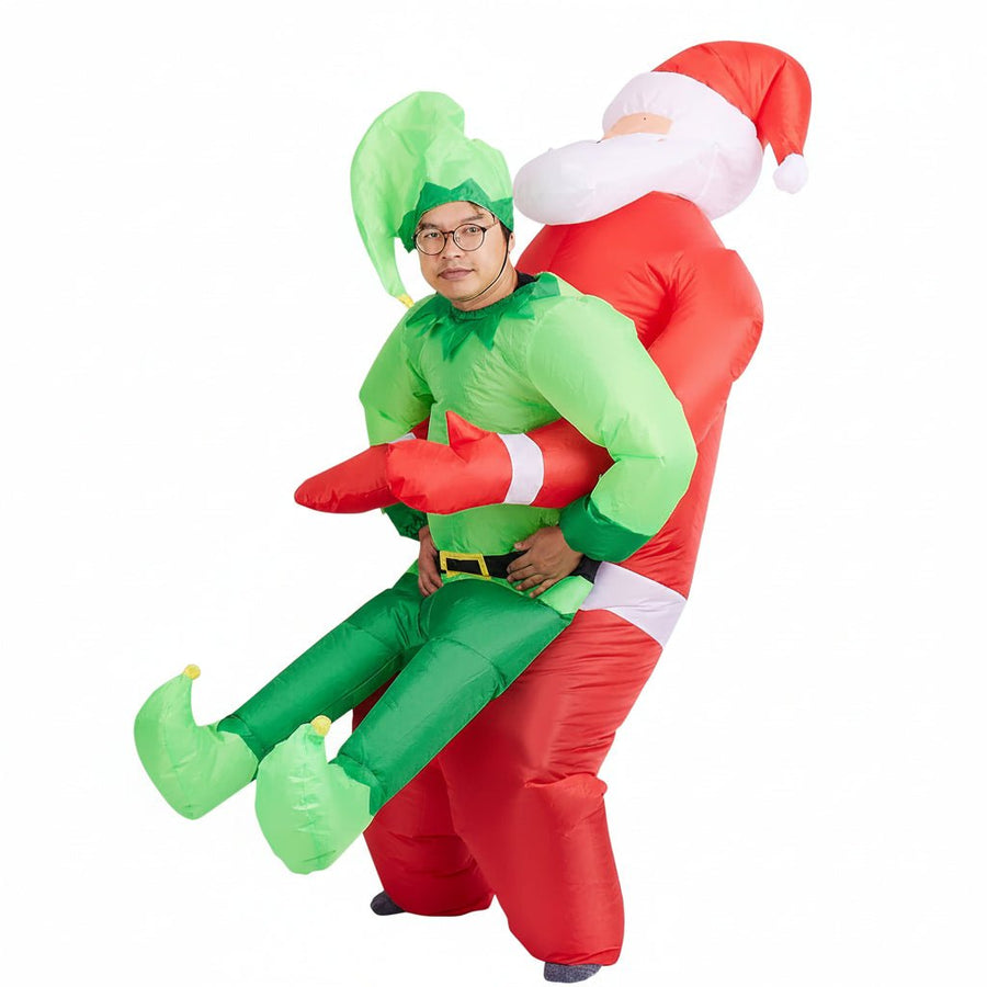 THE TWIDDLERS Christmas Inflatable Santa Carry Me Elf Adult Costume - liquidation.store
