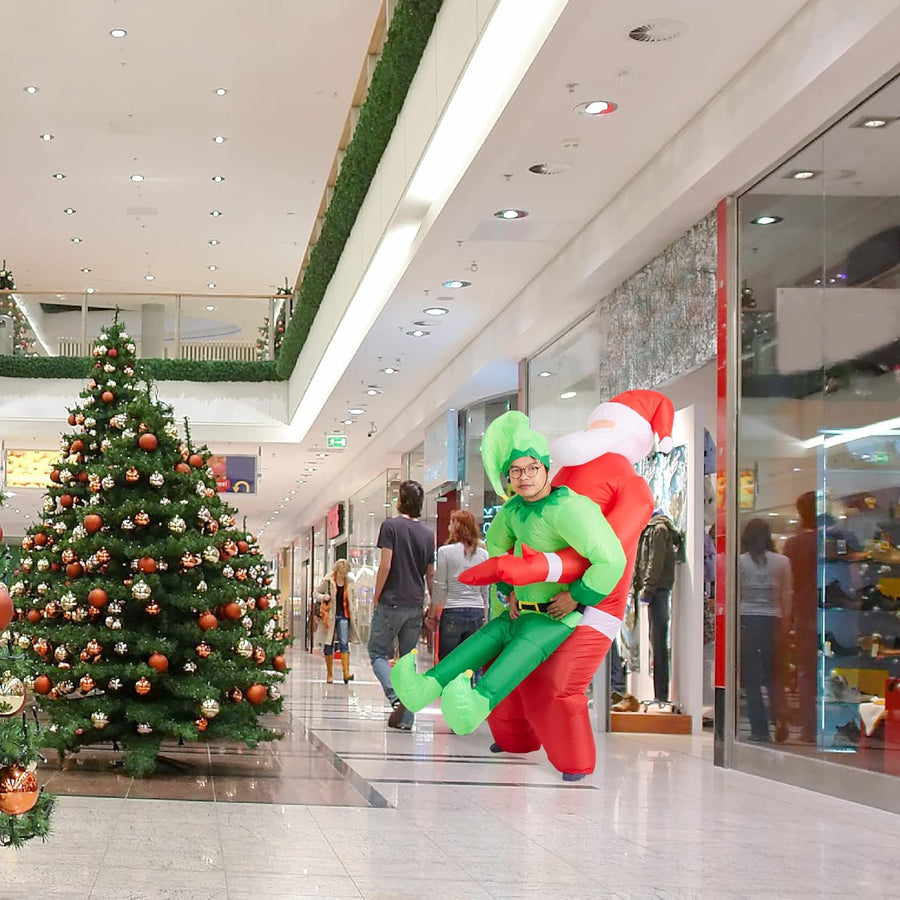 THE TWIDDLERS Christmas Inflatable Santa Carry Me Elf Adult Costume - liquidation.store