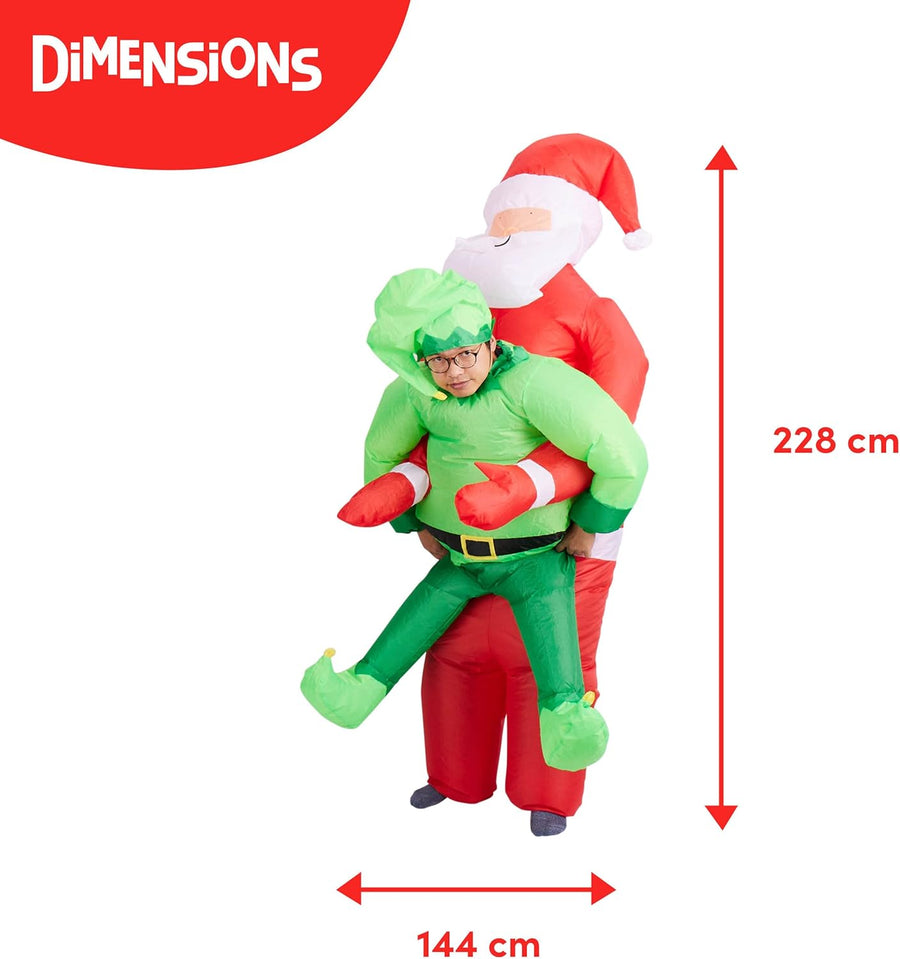 THE TWIDDLERS Christmas Inflatable Santa Carry Me Elf Adult Costume - liquidation.store