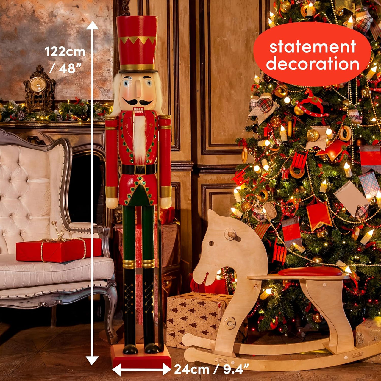 THE TWIDDLERS - Giant Christmas Nutcracker Soldier Decoration, 120cm/4ft - liquidation.store